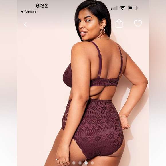 Adore Me Lianne Contour plus size bikini top, high neck top 4X crochet lined - Picture 3 of 6